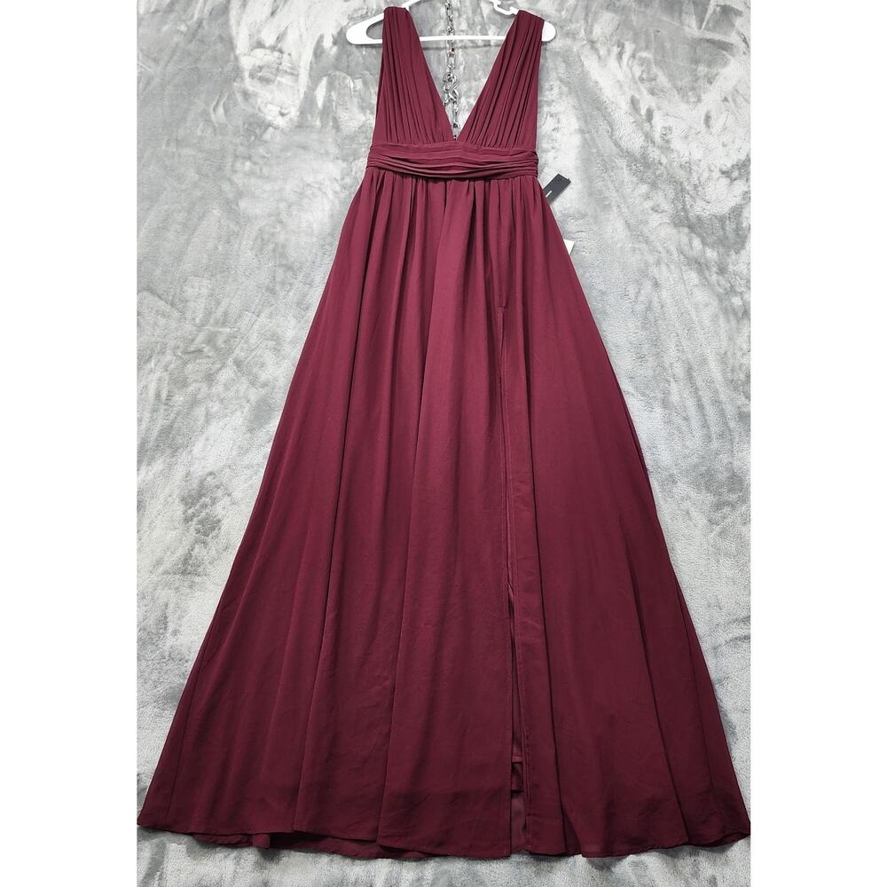 NEW Lulus Dress Womens‎ S Burgundy Heavenly Hues Maxi Gown V-Neck Formal Party